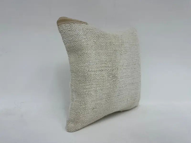 Square Throw Cushion, Interior Designer Pillow, Indoor Pillow Sham, Home Decor Pillow, Turkish Kilim Pillow, Cushion Cover, 16x16 White Pillow - 3