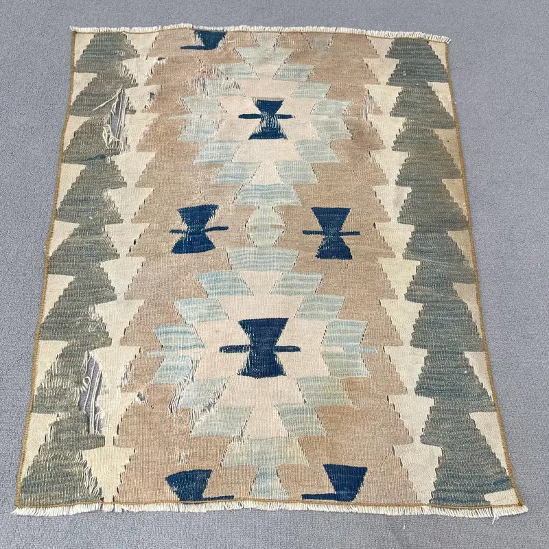 Kahverengi, Yeşil Kamuflaj Halı, 2,6x3,1 ft Şık Dekor