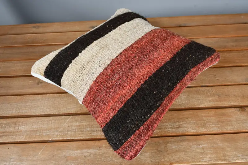 Rustic Pillow Cover, Muted Pillow, 12x12 Red Cushion Case, Kilim Pillow, Pillow Case, Vintage Pillow, Vintage Kilim Pillow - 2