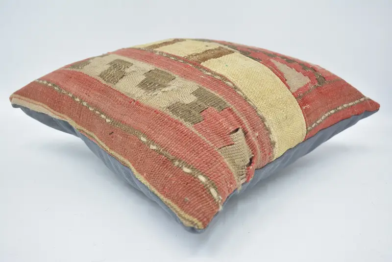 Vintage Kilim Throw Pillow, 16x16 Red Cushion Case, Bolster Cushion Case, Home Decor Pillow, Pillow Case, Handmade Kilim Cushion, Toss Pillow Case - 6