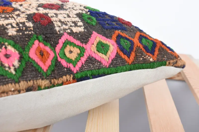 Vintage Kilim Throw Pillow, 14x14 Blue Pillow Cover, Ethnical Kilim Rug Pillow, Home Decor Pillow, Turkish Rugs Pillow, Pillow - 7