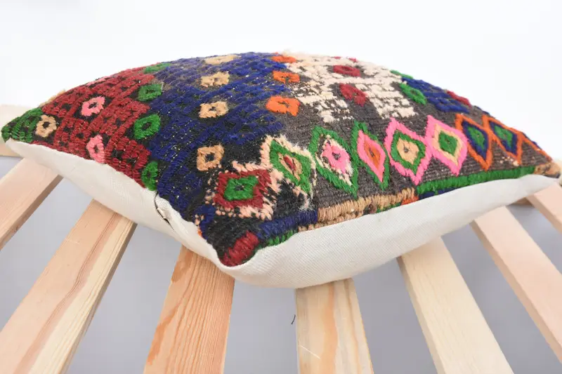 Vintage Kilim Throw Pillow, 14x14 Blue Pillow Cover, Ethnical Kilim Rug Pillow, Home Decor Pillow, Turkish Rugs Pillow, Pillow - 6