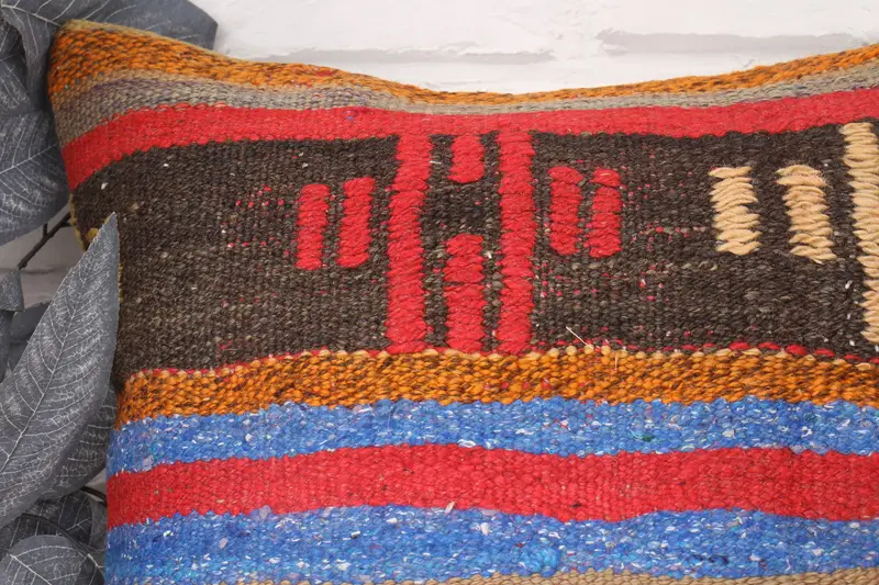 Pillow for Couch, Vintage Kilim Pillow, Customized Cushion, Home Decor Pillow, 18x18 Blue Cushion, Cushion, Handmade Rug Seat Pillow - 2