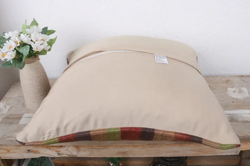 Cushion, Antique Pillows, Throw Kilim Pillow, 16x16 Red Cushion, Knitted Cushion Case, Handmade Kilim Cushion, Aztec Pillow Sham - 7