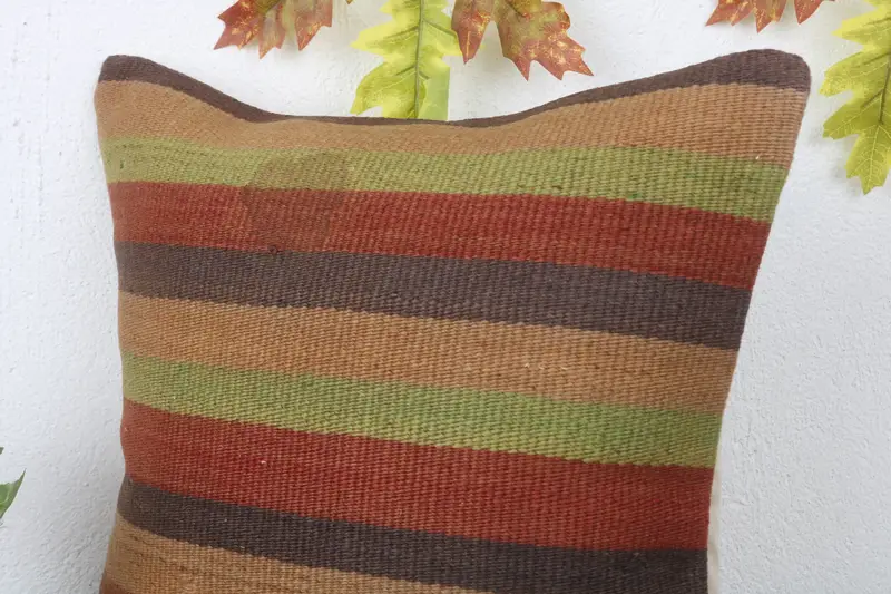 Cushion, Antique Pillows, Throw Kilim Pillow, 16x16 Red Cushion, Knitted Cushion Case, Handmade Kilim Cushion, Aztec Pillow Sham - 5