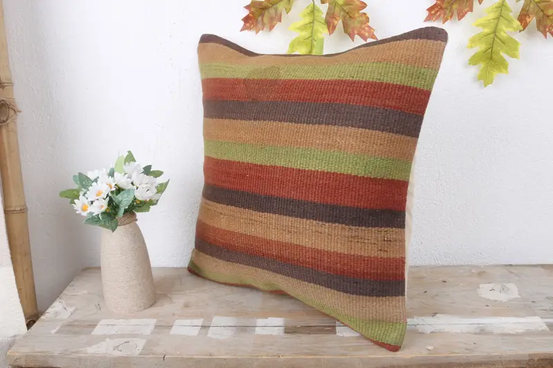 Cushion, Antique Pillows, Throw Kilim Pillow, 16x16 Red Cushion, Knitted Cushion Case, Handmade Kilim Cushion, Aztec Pillow Sham - 4