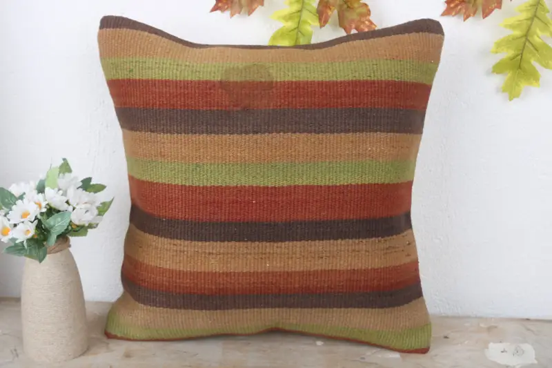 Cushion, Antique Pillows, Throw Kilim Pillow, 16x16 Red Cushion, Knitted Cushion Case, Handmade Kilim Cushion, Aztec Pillow Sham - 2
