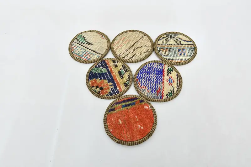 Blue and Orange Circle Coasters, Unique and Stylish Coaster Set