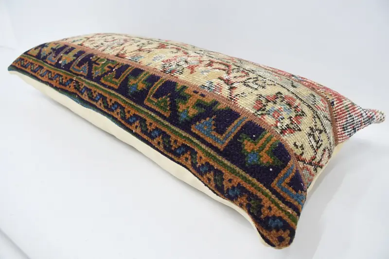 Bright Pillow, Vintage Pillow, Indoor Pillow Sham, Cushion Cover, Handmade Kilim Cushion, Aztec Pillow Sham, Gift Pillow, 16x36 Beige Pillow Sham - 5