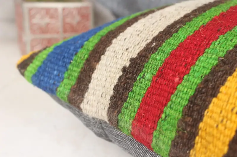Kilim Pillow Cover, Aesthetic Pillow Case, Boho Pillow, Handwoven Cushion, Cushion Cover, 14x14 Red Pillow Cover, Kilim Cushion Sham - 7