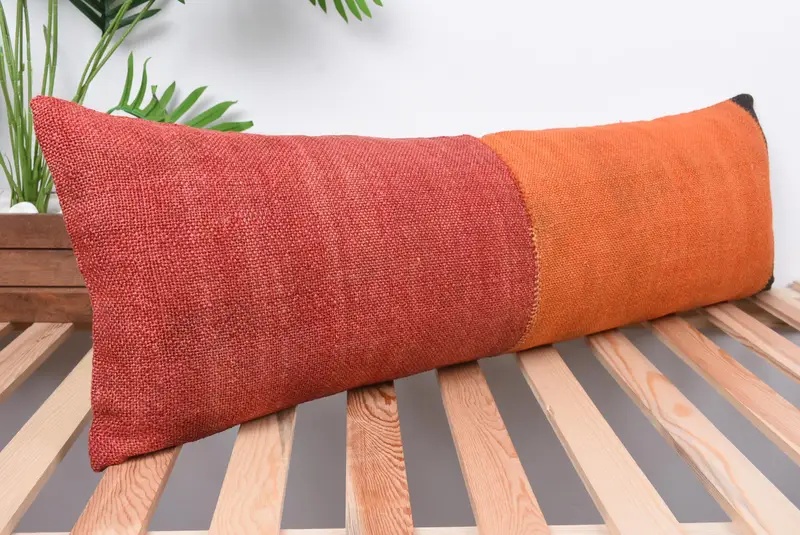 Vintage Kilim Pillow, Patio Pillow, Nautical Throw Pillow Cover, Pillow for Couch, Boho Pillow, Cushion Case, 12x36 Red Cushion - 4