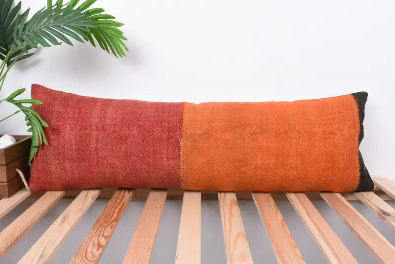 Vintage Kilim Pillow, Patio Pillow, Nautical Throw Pillow Cover, Pillow for Couch, Boho Pillow, Cushion Case, 12x36 Red Cushion - 1