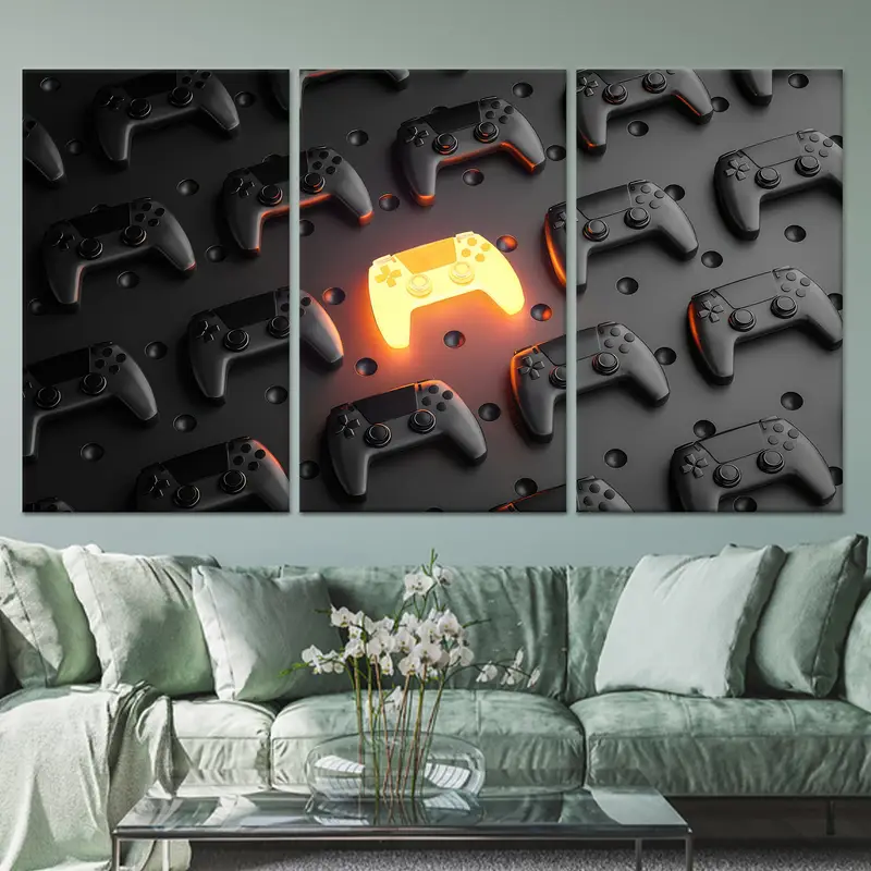 Oyun Odası veya Man Cave için Zarif Siyah Soyut Kanvas