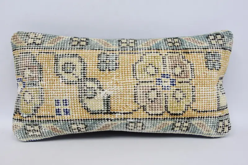 Kilim Pillow, Cushion Cover, Pillow for Couch, Wholesale Pillow Sham, Bed Pillow Sham, 8x16 Orange Pillow Cover, Vintage Kilim Pillow - 1