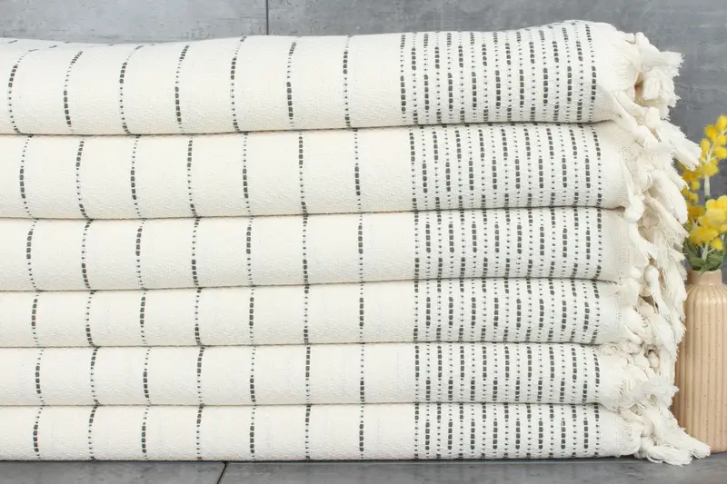 Cappadocia Design Blanket Khaki Green Cotton, 91x97 Inches