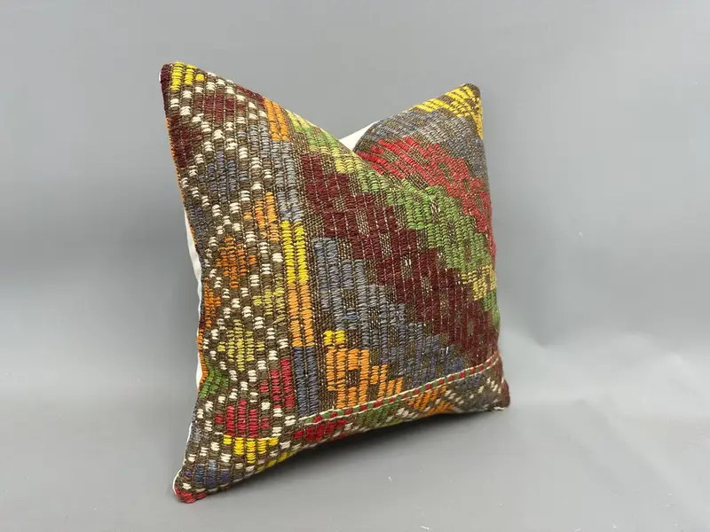 Gift Pillow, Cushion Case, 18x18 Green Pillow, Pillow for Couch, Nomadic Cushion Case, Pastel Cushion Case, Vintage Kilim Throw Pillow - 2