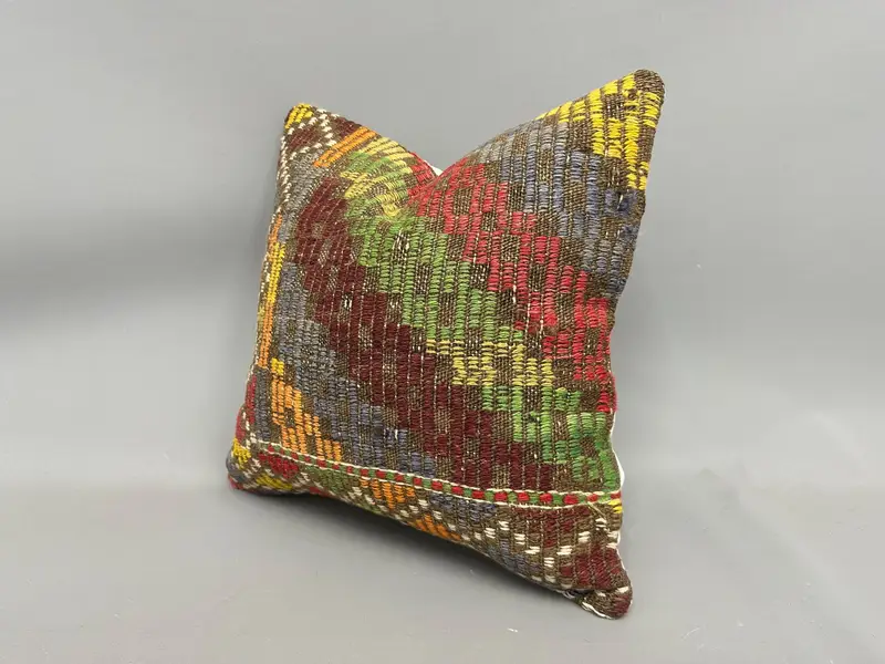 Gift Pillow, Cushion Case, 18x18 Green Pillow, Pillow for Couch, Nomadic Cushion Case, Pastel Cushion Case, Vintage Kilim Throw Pillow - 3