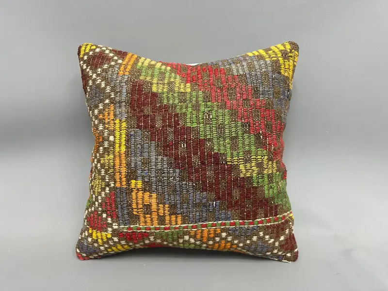 Gift Pillow, Cushion Case, 18x18 Green Pillow, Pillow for Couch, Nomadic Cushion Case, Pastel Cushion Case, Vintage Kilim Throw Pillow - 4