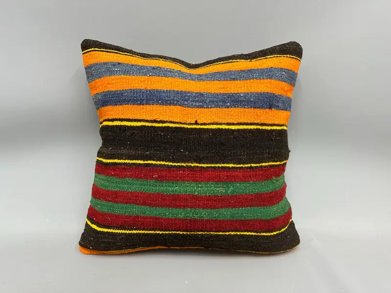 Decorative Bolster Pillow Case, Boho Pillow, Pillow for Sofa, Vintage Kilim Pillow, 20x20 Green Pillow Cover, Yoga Cushion, Cushion Case - 4