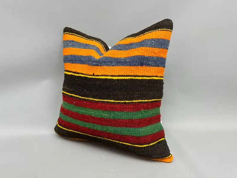 Decorative Bolster Pillow Case, Boho Pillow, Pillow for Sofa, Vintage Kilim Pillow, 20x20 Green Pillow Cover, Yoga Cushion, Cushion Case - 3