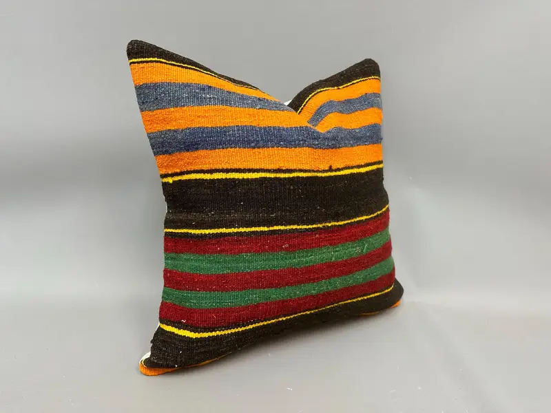 Decorative Bolster Pillow Case, Boho Pillow, Pillow for Sofa, Vintage Kilim Pillow, 20x20 Green Pillow Cover, Yoga Cushion, Cushion Case - 2