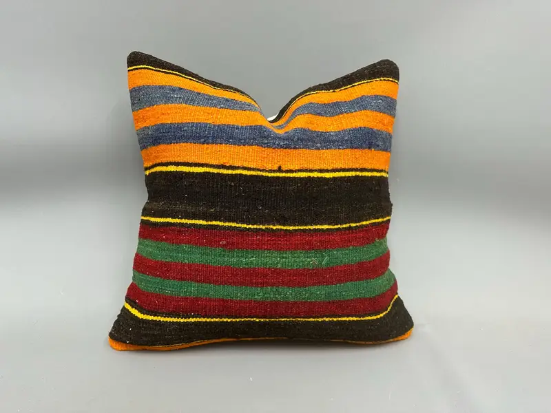 Decorative Bolster Pillow Case, Boho Pillow, Pillow for Sofa, Vintage Kilim Pillow, 20x20 Green Pillow Cover, Yoga Cushion, Cushion Case - 1