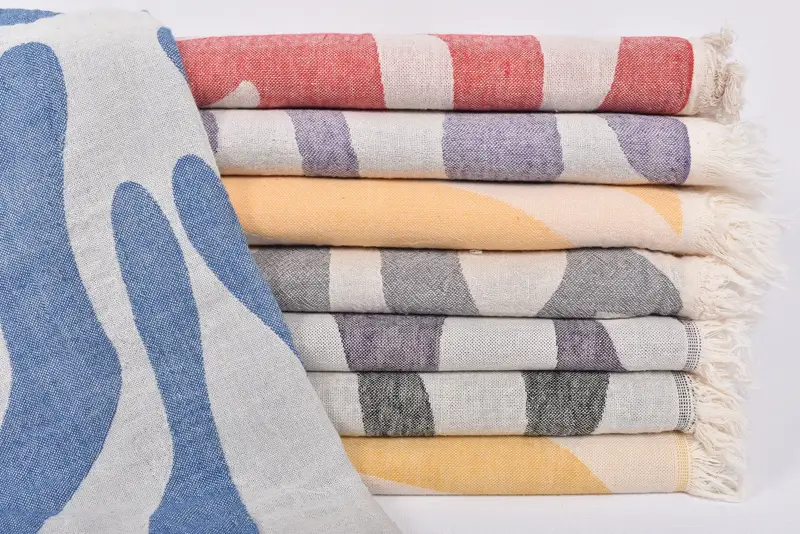 Beach Towel Turkish Cotton Black Patterned, 70x40 Inches