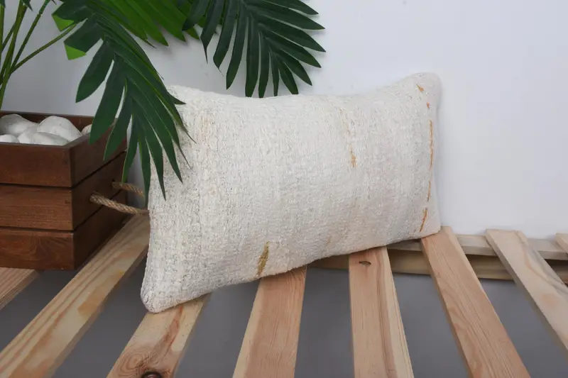 Gift Pillow, Ikat Cushion Cover, Outdoor Bolster Pillow, 8x16 Beige Cushion Cover, Vintage Pillow, Pillow Case, Vintage Kilim Throw Pillow - 4