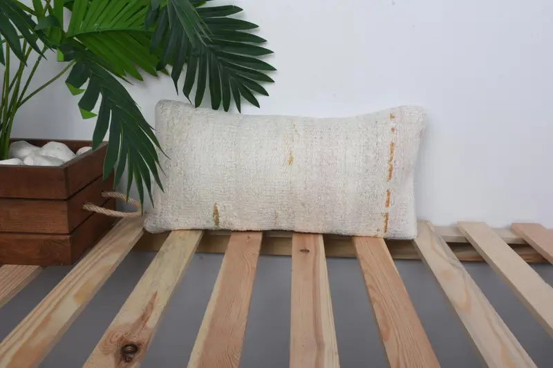 Gift Pillow, Ikat Cushion Cover, Outdoor Bolster Pillow, 8x16 Beige Cushion Cover, Vintage Pillow, Pillow Case, Vintage Kilim Throw Pillow - 1