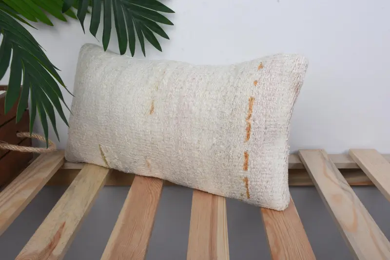 Gift Pillow, Ikat Cushion Cover, Outdoor Bolster Pillow, 8x16 Beige Cushion Cover, Vintage Pillow, Pillow Case, Vintage Kilim Throw Pillow - 5