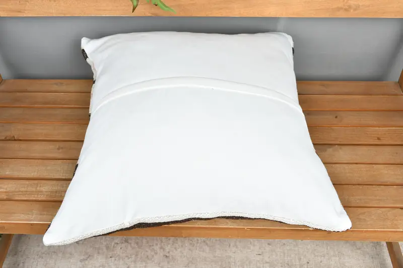 Knitted Pillow Sham, Cushion, Pillow for Sofa, Bohemian Cushion Pillow Sham, Kilim Pillow Cover, 24x24 White Pillow Cover, Throw Kilim Pillow - 5