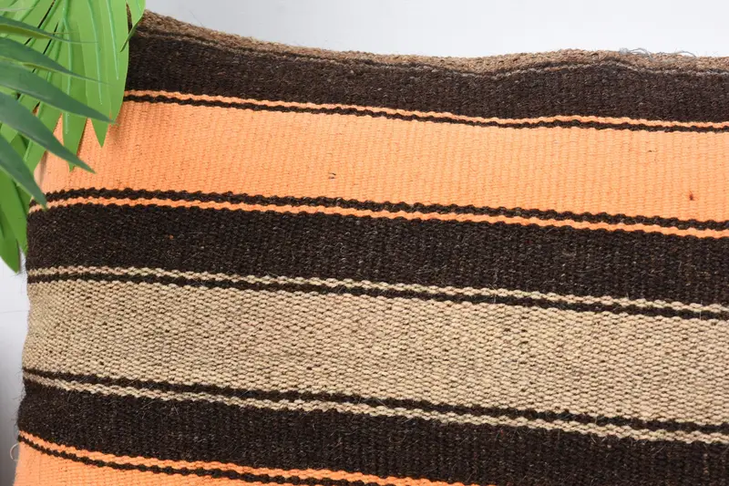 Cushion Case, Vintage Kilim Pillow, Farmhouse Cushion, 12x43 Orange Cushion Case, Turkish Pillow, Home Decor Pillow, Retro Throw Pillow Case - 2