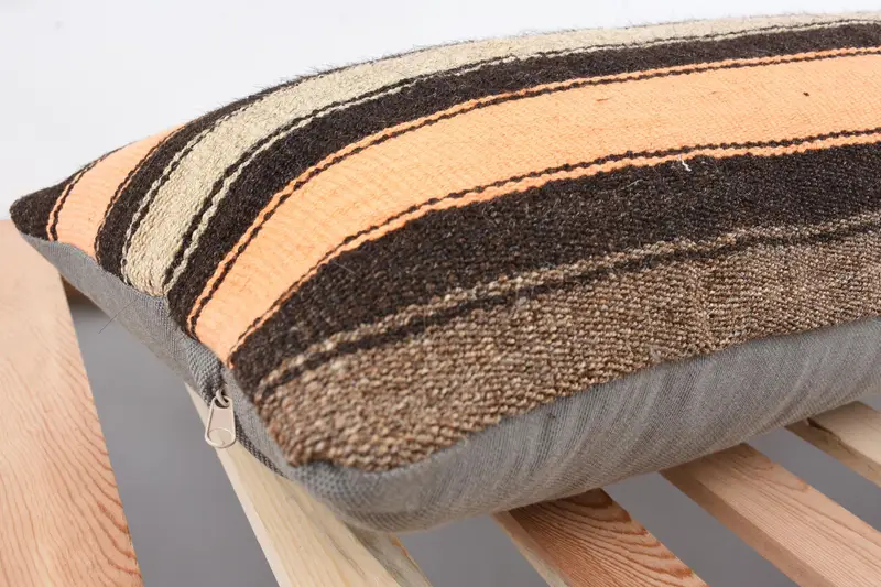 Cushion Case, Vintage Kilim Pillow, Farmhouse Cushion, 12x43 Orange Cushion Case, Turkish Pillow, Home Decor Pillow, Retro Throw Pillow Case - 6