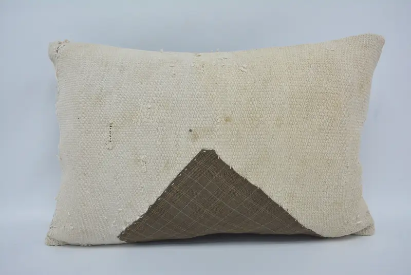 16x24 Beige Cushion, Cushion Case, Handmade Throw Pillow, Turkish Kilim Pillow, Interior Designer Pillow, Ethnical Kilim Rug Pillow - 1