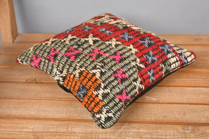 12x12 Red Pillow Sham, Vintage Pillow, Outdoor Patio Cushion Cover, Boho Pillow, Vintage Kilim Pillow Pillow Cover, Pillow Case, Pillow for Couch - 2