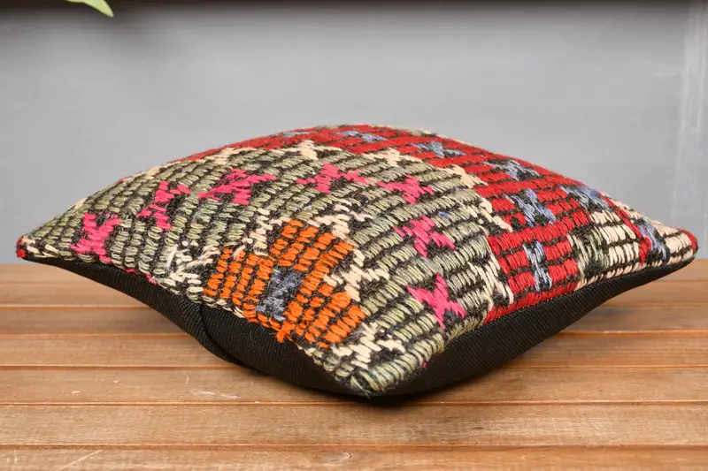 12x12 Red Pillow Sham, Vintage Pillow, Outdoor Patio Cushion Cover, Boho Pillow, Vintage Kilim Pillow Pillow Cover, Pillow Case, Pillow for Couch - 4
