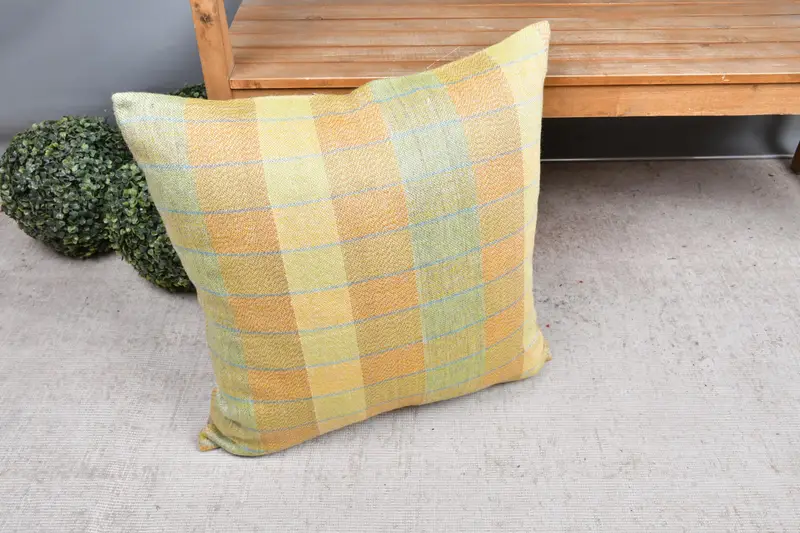 Shabby Chic Pillow, 24x24 Orange Cushion, Pillow for Sofa, Cushion Case, Toss Cushion, Home Decor Pillow, Vintage Kilim Throw Pillow - 7