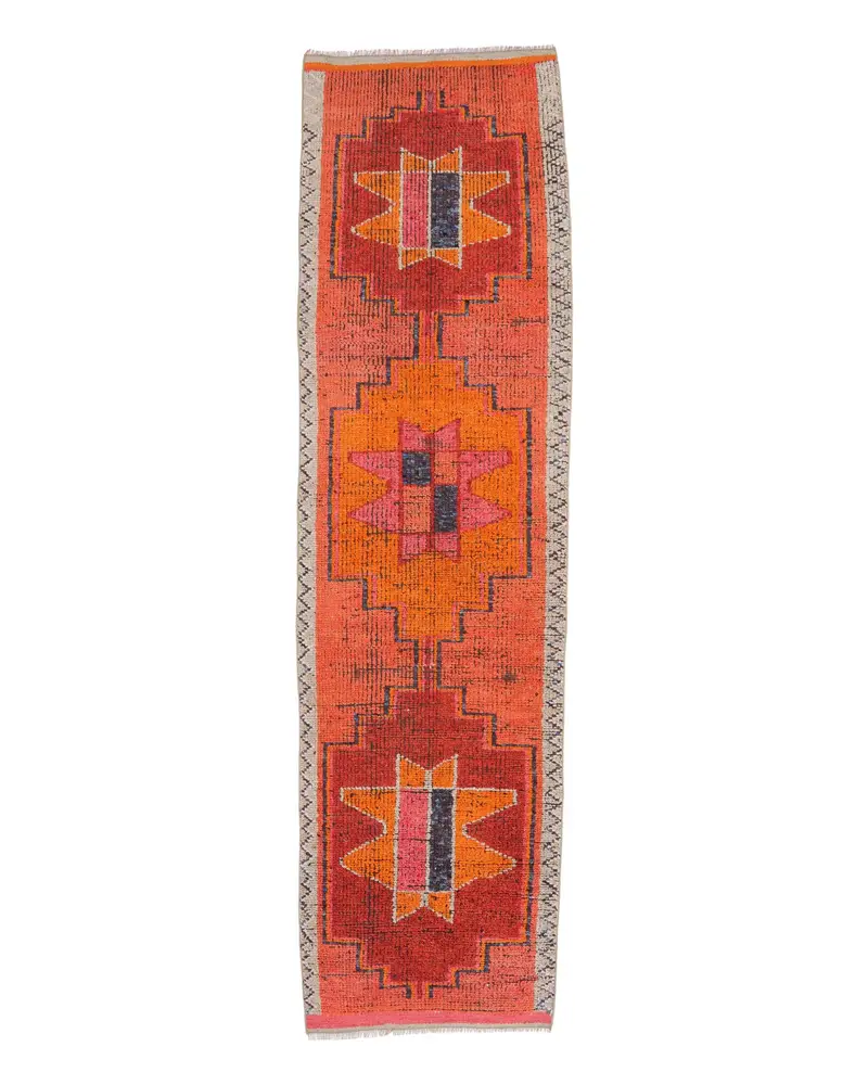 Kırmızı İkat Halı, 2,6x9,9 ft Canlı Dekor