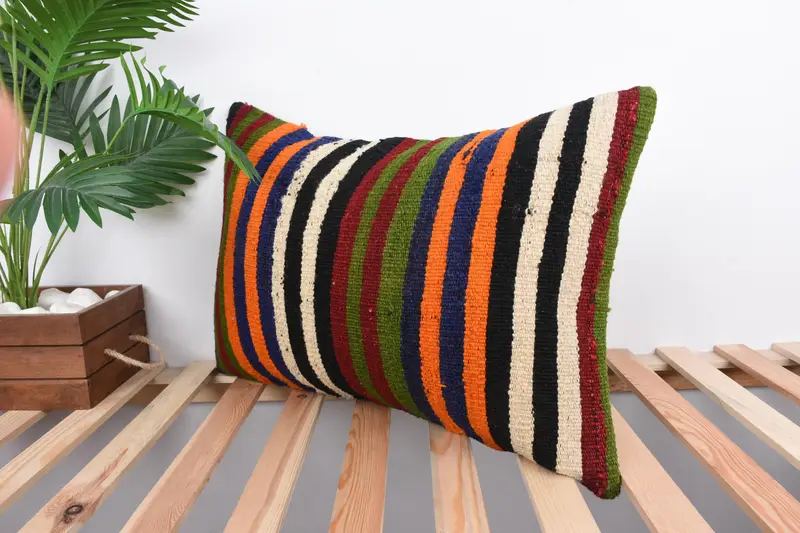 Turkish Kilim Pillow, Kilim Pillow, Pillow Cover, 16x24 Red Pillow, Accent Throw Cushion, Vintage Cushion, Decorative Pillow, Gift Pillow - 5