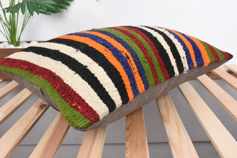 Turkish Kilim Pillow, Kilim Pillow, Pillow Cover, 16x24 Red Pillow, Accent Throw Cushion, Vintage Cushion, Decorative Pillow, Gift Pillow - 6