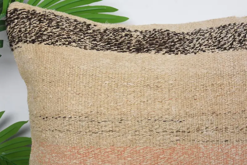 Vintage Kilim Yastığı, 20x20 Bej Yastık Örtüsü, Kanepe Yastığı Kılıfı, Boho Yastığı, Yastık Sahibi, Bahçe Yastığı Kapağı, Boho Yastık Sahibi Kapak - 2