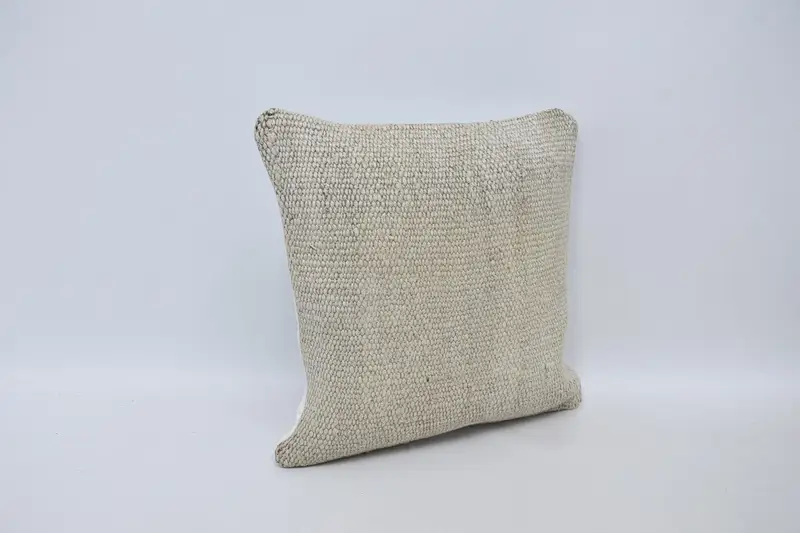 16x16 White Cushion Case, Vintage Pillow, Kilim Pillow Cover, Handmade Kilim Cushion, Bolster Pillow Sham, Cushion Cover, Garden Cushion Case - 3