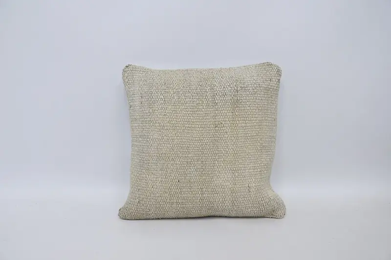 16x16 White Cushion Case, Vintage Pillow, Kilim Pillow Cover, Handmade Kilim Cushion, Bolster Pillow Sham, Cushion Cover, Garden Cushion Case - 1
