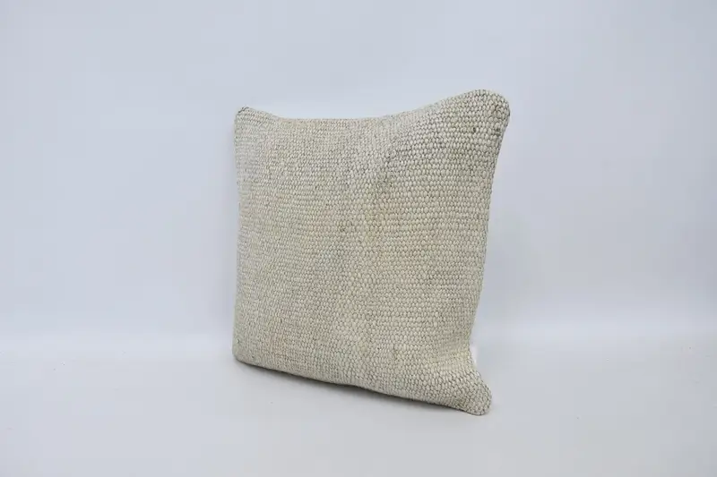 16x16 White Cushion Case, Vintage Pillow, Kilim Pillow Cover, Handmade Kilim Cushion, Bolster Pillow Sham, Cushion Cover, Garden Cushion Case - 4