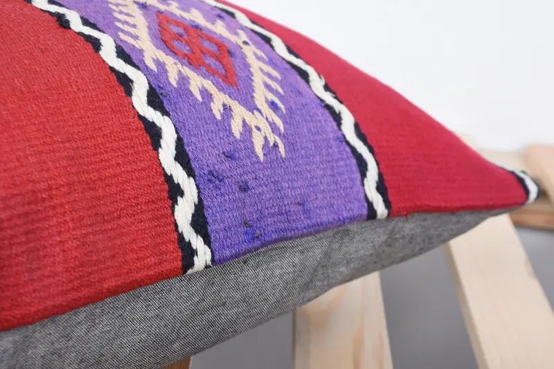 Cushion, Handmade Kilim Cushion, Pillow for Sofa, Vintage Pillow, 14x14 Red Pillow, Handwoven Pillow, Cozy Throw Cushion Case, Garden Pillow Case - 7