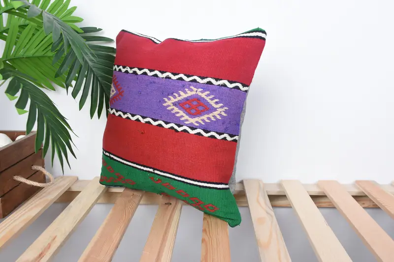 Cushion, Handmade Kilim Cushion, Pillow for Sofa, Vintage Pillow, 14x14 Red Pillow, Handwoven Pillow, Cozy Throw Cushion Case, Garden Pillow Case - 5
