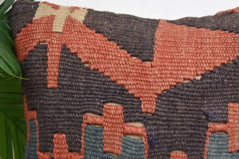 Handmade Kilim Cushion, Turkish Kilim Pillow, Pillow Case, 12x12 Red Cushion Cover, Vintage Kilim Throw Pillow, Turkish Rugs Pillow - 2