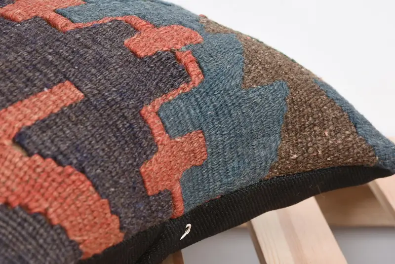 Handmade Kilim Cushion, Turkish Kilim Pillow, Pillow Case, 12x12 Red Cushion Cover, Vintage Kilim Throw Pillow, Turkish Rugs Pillow - 7