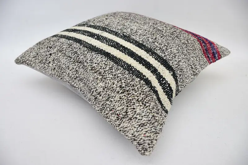 Bolster Pillow Case, Kilim Pillow Cover, Ethnical Kilim Rug Pillow, 14x14 Brown Cushion, Accent Throw Pillow Sham, Pillow for Couch, Pillow - 5