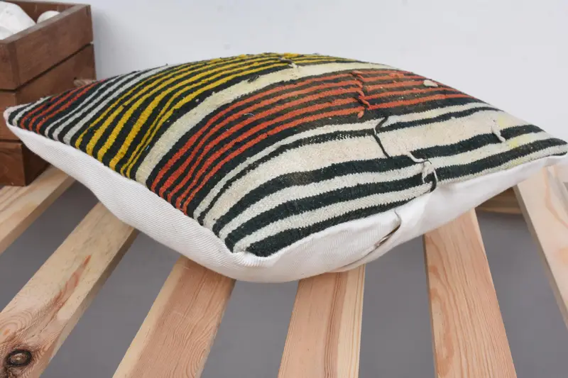 Ethnic Pillow, Pillow Sham, Gift Pillow, Pillow for Couch, Antique Pillows, Turkish Rugs Pillow Case, 12x12 Yellow Pillow Sham - 6